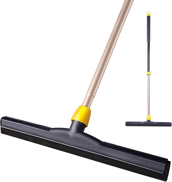 Yocada Floor Squeegee Scrubber Adjustable Telescopic Pole Heavy Duty Household Broom EVA Foam Blade for Garage Courtyard Shower Bathroom Floor Marble Glass Tile Water Foam Cleaning by Yocada