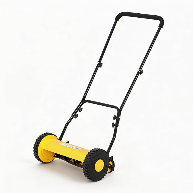 14" Push Lawn Mower, Manual Hand Push Lawn Mower Without Grass Catcher, Lightweight & Portable Walk-Behind Mower for Small Yards, Garden & Patio by Unknown