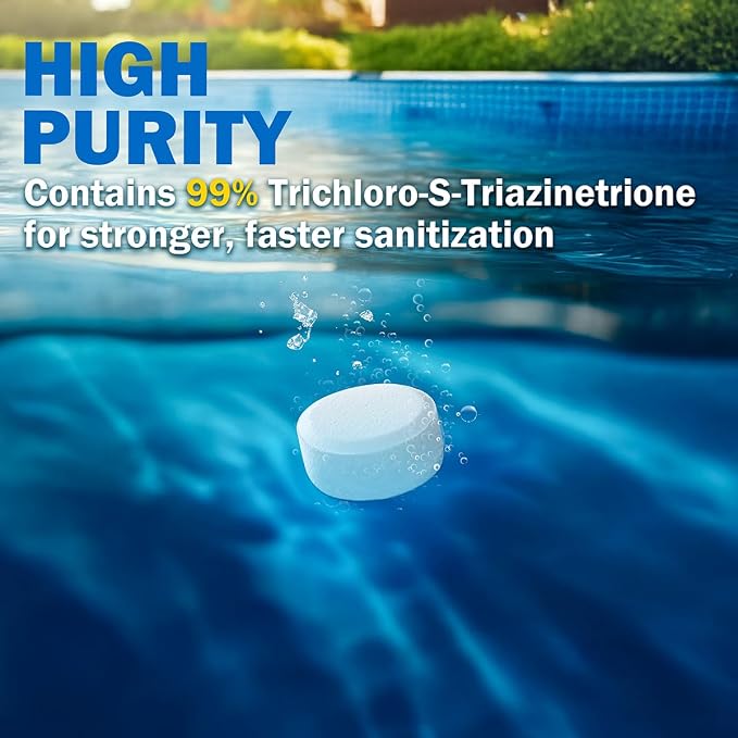 XtremeClear 5lbs 1" Chlorine Tabs for Swimming Pool Hot Tub & Spa Eliminate Bacteria & Algae Sanitizer Makes Water Clean & Crystal Clear Slow Dissolving, 5-Pounds - Image 7
