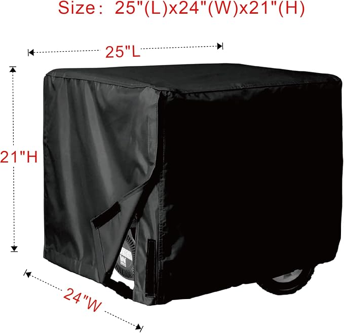 Porch Shield Waterproof Universal Generator Cover 25 x 24 x 21 inch - for Most Generators 3000-5000 Watt, Black - Image 2