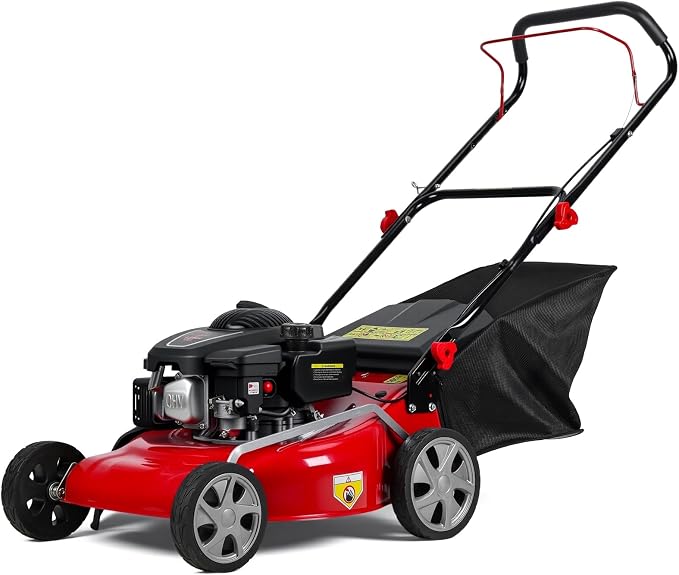 18" Lawn Mowers, 3 in 1 Self-Propelled Cordless Lawn Mower, 131cc Walk-Behind Push Gas Lawn-Mower with 50L Grass Bag, Heavy-Duty Gas Powered Lawnmower for Gardening Care Lawns Maintenance Yard Trimme - Image 8