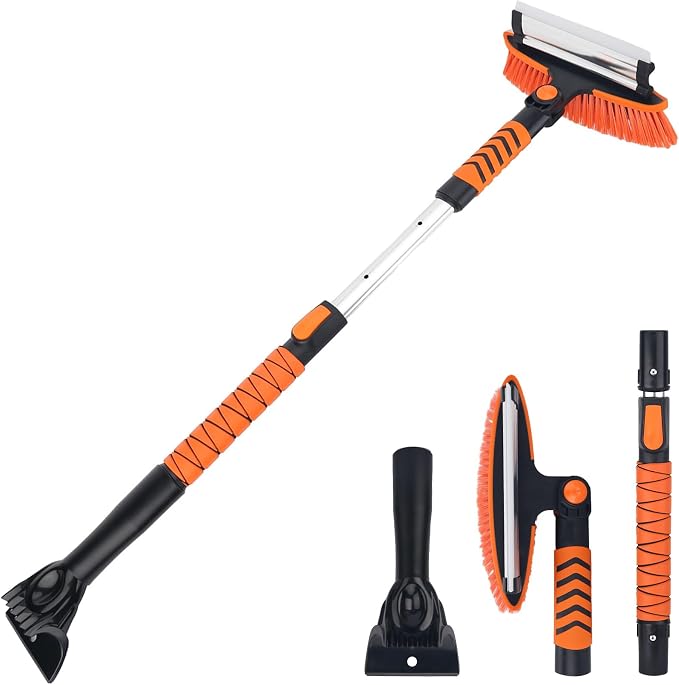 KeFanta Snow Removal Brush and Ice Scrapers for Car Windshield, 3 in 1 Heavy Duty 42'' Extendable Broom for SUV and Truck Window, Automotive Winter Accessories by KeFanta