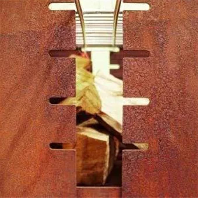 BBQ Grill Corten Steel Square Fire Pit Wood Charcoal Burning Patio Backyard Garden Picnic Outdoor Barbecue Bonfire Fireplace 17.7 inch Side Length - Image 3