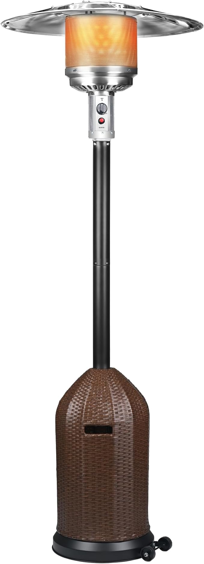 MAJARO 50,000 BTU Outdoor Propane Patio Heater with Wheels – Wicker-Style Propane Tank Cover, Weighted Base, Easy Ignition & Safety Tilt Shut-Off for Patio & Outdoor Living Spaces
