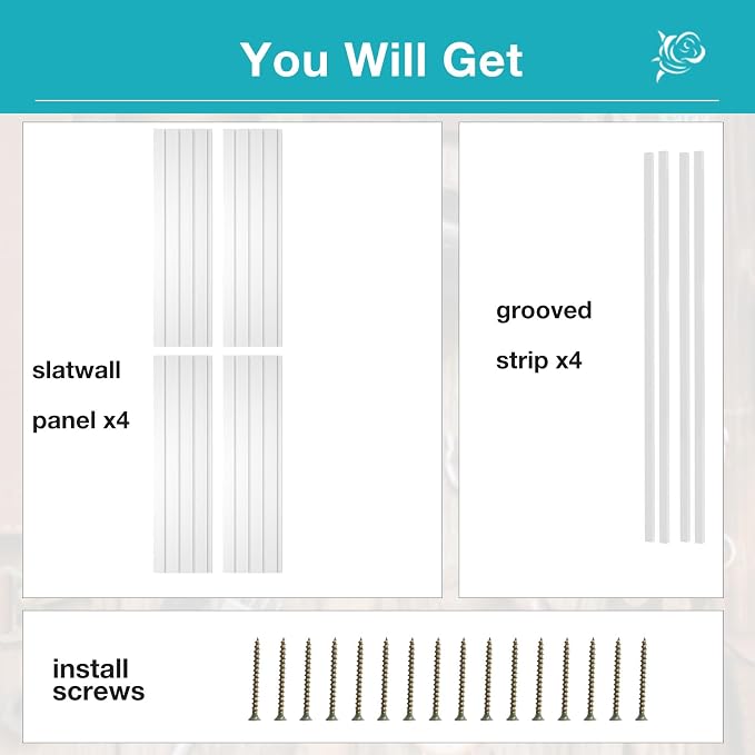 NeatiEase Slatwall Panel Wall Storage Systems, 4 x 4ft Slat Wall Paneling Garage Wall Organizer, Heavy Duty Wall Mounted PVC Wall Rack (White) - Image 4