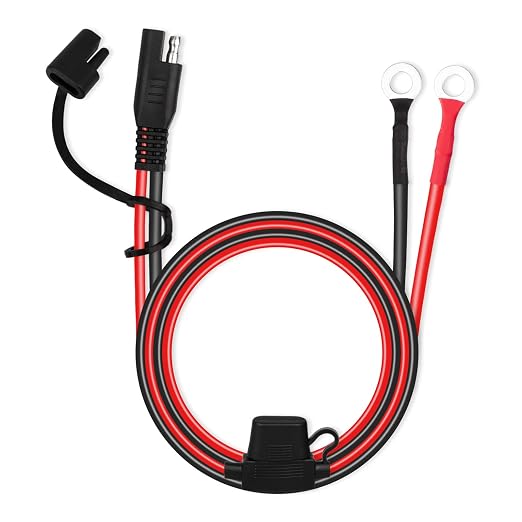 SAE Extension Cable, 2FT 10AWG SAE Battery Connector, Ring Terminal Harness Accessory Cable for Motorcycle Solar Panel RV by MENTBERY
