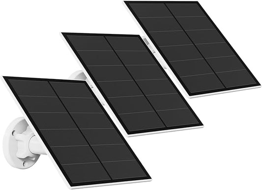 Solar Panel for Security Camera, 5W USB Solar Panel Compatible with Rechargeable Battery Camera, Solar Charger for Camera with IP65 Waterproof, Adjustable Bracket, 9.8ft Cable(3 Pack) by EverExceed
