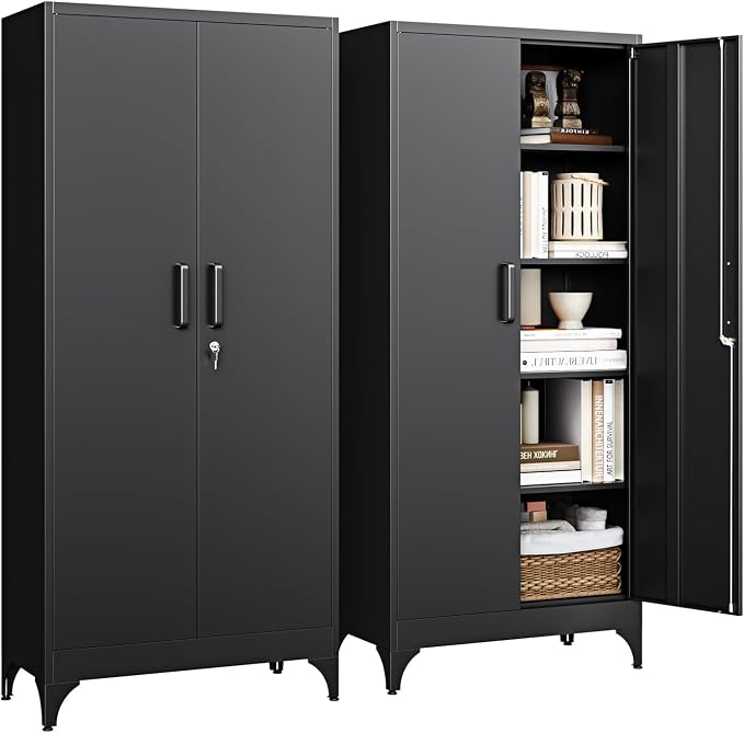 Letaya 71" H Metal Storage Cabinet with 2 Doors and 4 Shelves,Tall Kitchen Pantry Cabinets,Utility Pantry Organizers for Cupboard/Dining/Bathroom/Home Office/Garage, Steel Tool Cabinets by LetayaMetalCabinets