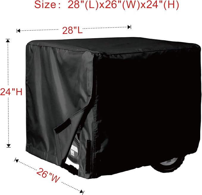 Porch Shield Waterproof Universal Generator Cover 28 x 26 x 24 inch - for Most Generators 7500-9500, Black - Image 2