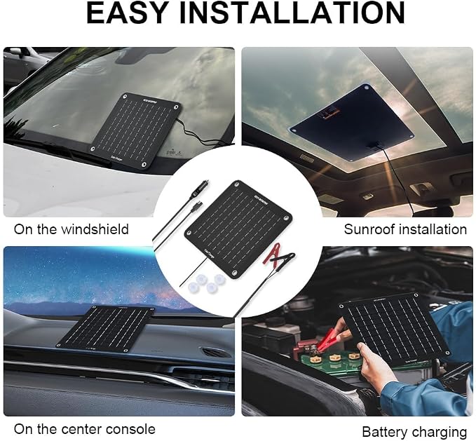 ECO-WORTHY 10W Solar Car Battery Charger Maintainer 12V Waterproof Portable Solar Trickle Charger for Car Truck Boat Lawn Mower RV Trailer Tractor ATV Utility Vehicle Battery - Image 8