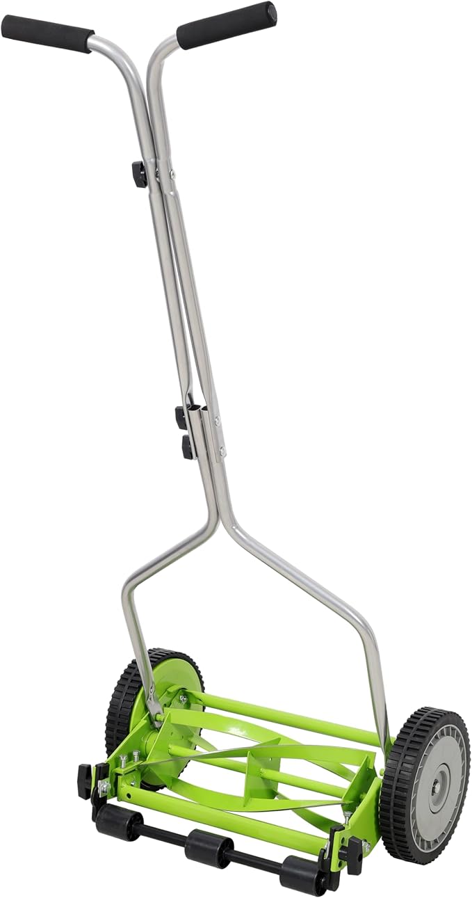 14in Push Reel Lawn Mower 5-Blade Manual Grass Cutter for Small Lawns,Lightweight & Eco-Friendly Adjustable Cutting Height 0.5"-2.25",Noise-Free & Low Maintenance,Green Color - Image 4
