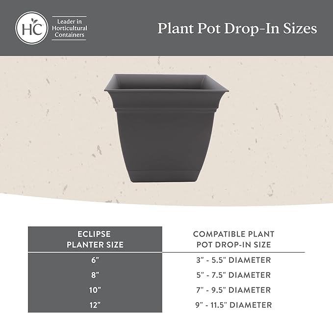 The HC Companies 8 Inch Eclipse Square Planter Pots with Drainage Holes & Attached Saucer, Lightweight UV-Resistant Plastic Indoor Outdoor Planters, 4-Pack Flower Pots for Garden & Home Decor, Teal