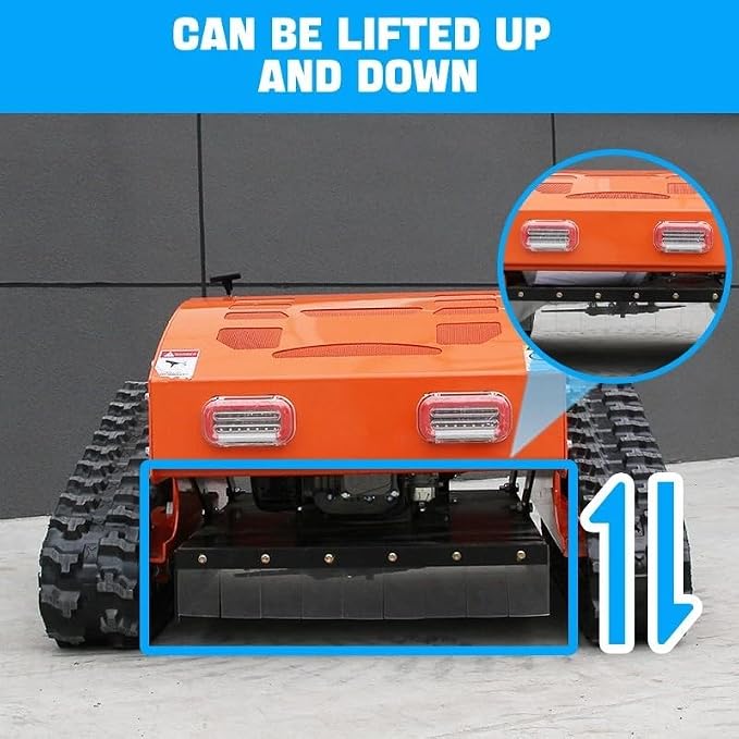 300lbs Remote Control Lawn Mower with 9Hp Four Stroke Gasoline Engine, Manganese Steel Blade, Adjustable Cutting Height and Speed, All Terrain Grass Cutter Yard Mower Remote Control (Orange) - Image 7