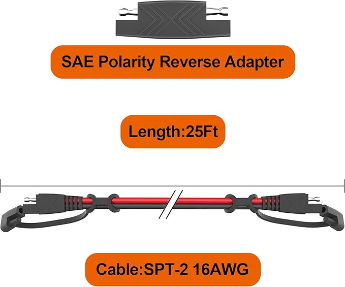 OYMSAE 12Feet SAE to SAE Extension Cable Quick Disconnect Connector 16AWG,for Automotive,Solar Panel Panel SAE Plug(12FT(16AWG)) - Image 3