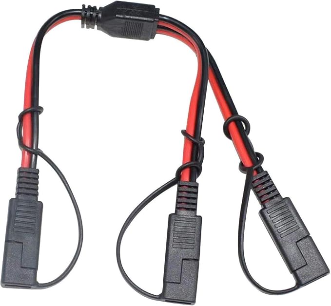 14AWG SAE DC Power Automotive Connector Cable Y Splitter 1 to 2 SAE Extension Cable, Fit for Suitable for Solar Battery Connection and Transfer 12inch/30cm - with Protective Cover by BERLAT