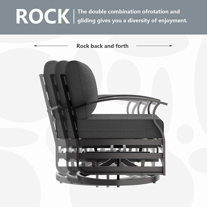 Aluminum Patio Furniture Set, 10 Seats Outdoor Patio Conversation Sets with Swivel Chair Modern Metal Sectional Sofa with Upgrade Cushions for Patio, Backyard - Black