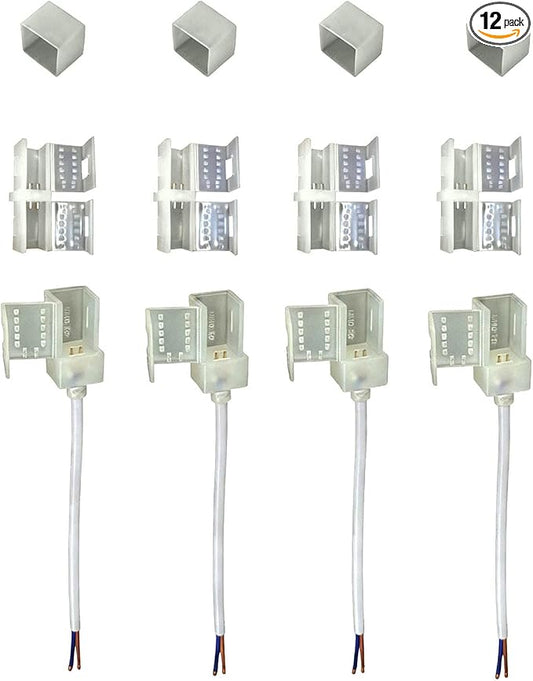 led Strip connectors 12 Pack 2 Pin 10mm Solderless LED Tape Lights,LED Strip Lights Connectors Strip to Wire for 12V 24V Single Color 10X10 Silicone Soft LED Strip