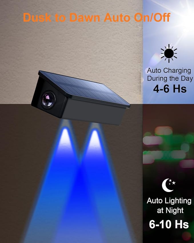 8 Pack Color Changing Solar Powered Fence Lights Outdoor Decorative LED Waterproof Yard Lamps for Outside Wall, Deck, House Patio, Rail, Stair, Backyard, Pool, 7 Colorful Modes, 1-Min Installation