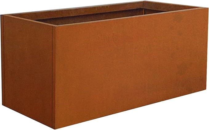 Corten Steel Planter Box Rectangular Planters 32" L x 16" W x 16" H Large Outdoor Planter Metal Planter Box for Tall Plant Trough Rustic for Garden Yard Commercial Residential