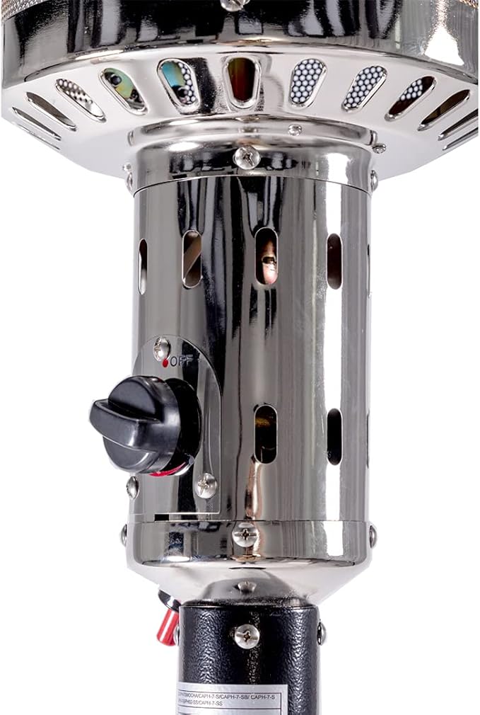 Patio Heater, 47000 BTU Propane Heater Outdoor, Double-Layer Stainless Steel Burner with Wheels, Tall Gas Patio Heater for Party, Backyard, Garden, Hammered Black
