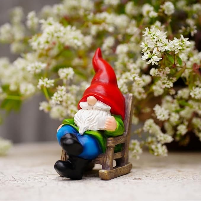 Solar Garden Gnome Statues Miniature Outdoor Christmas Decor Gnome Figurine Lights for Outdoor Home Patio Balcony Yard Lawn for Women Mom Grandma Family Friend 3.66" D x 2.52" W x 4.72" H