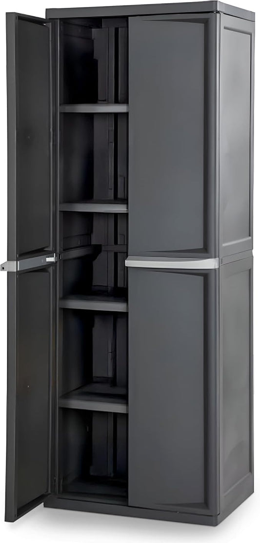 Sterilite 4 Shelf Cabinet, Heavy Duty and Easy to Assemble Plastic Storage Unit, Organize Bins in the Garage, Basement, Attic, Mudroom, Gray, 1-pack by Sterilite