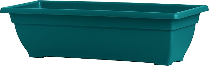 Rectangle Planter Box, 24 Inch Indoor/Outdoor Rectangular Planter, Durable UV Resistant, 4 Gallon Plastic Window Box Trough, Use for Herbs, Succulents, Vegetables (Gem)