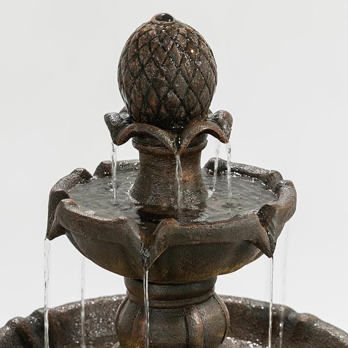 3 Tiered Outdoor/Indoor Water Fountains –42.2 in. Tall, Like Stone Bird Bath for Outside, Elegant Waterfall Feature for Garden, Yard, Patio, Home Decor (Bronze Color)