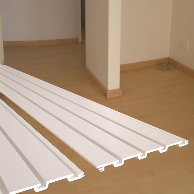 NeatiEase Slatwall Panel Wall Storage Systems, 4 x 4ft Slat Wall Paneling Garage Wall Organizer, Heavy Duty Wall Mounted PVC Wall Rack (White) - Image 8