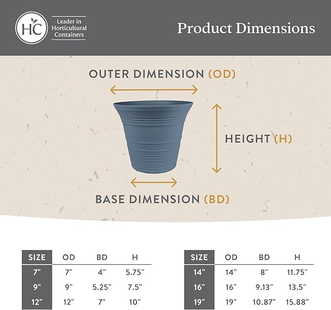The HC Companies 16 Inch Sedona Round Self Watering Planter Pots, Lightweight UV-Resistant Plastic Indoor & Outdoor Planters, 2-Pack Flower Pots for Garden & Home Decor, Cottage Stone