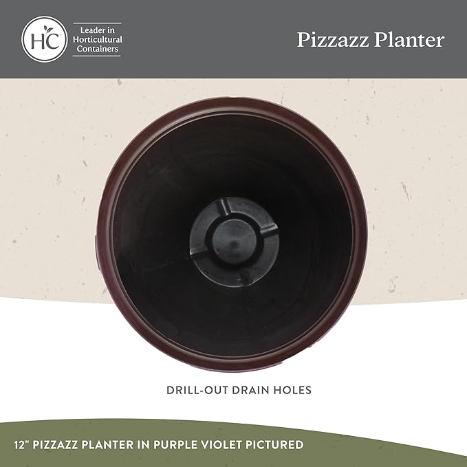 The HC Companies Pizzazz Decorative Round Flower Pots w/Ceramic Look - UV-Resistant Decorative Pot for Outdoor & Indoor Plant Pots - Modern Planter for Flower, Herbs (16” Admiral Blue, Pack of 1)