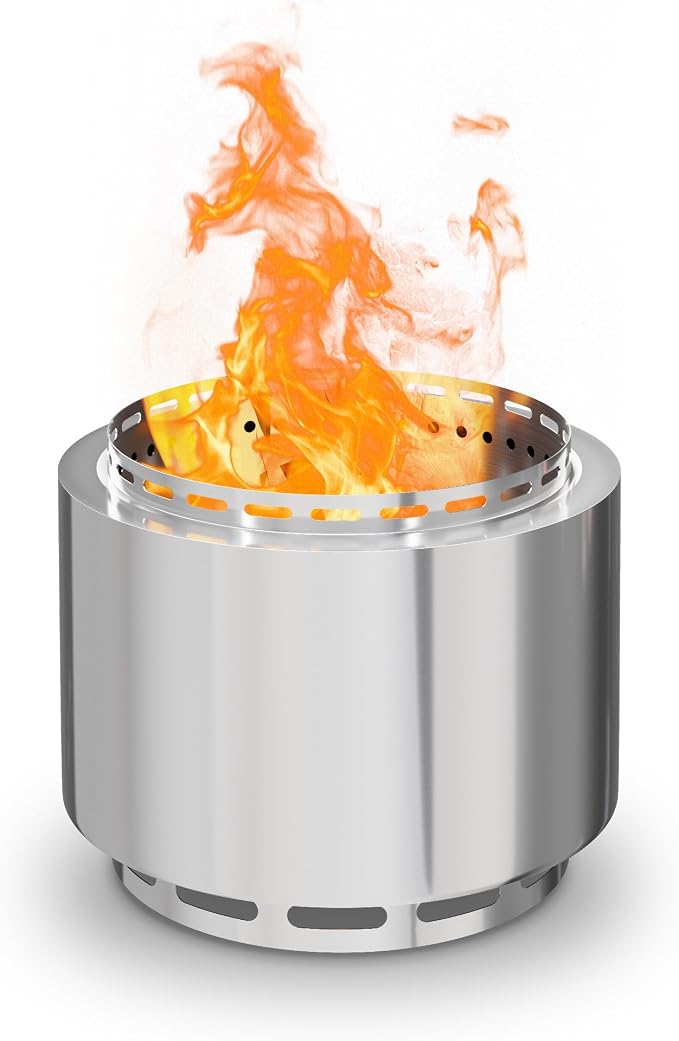 19 Inch Smokeless Fire Pit, Portable Outdoor Stainless Steel Fire Pit for Patio Backyard Garden Camping, Smokeless Technology - Image 8