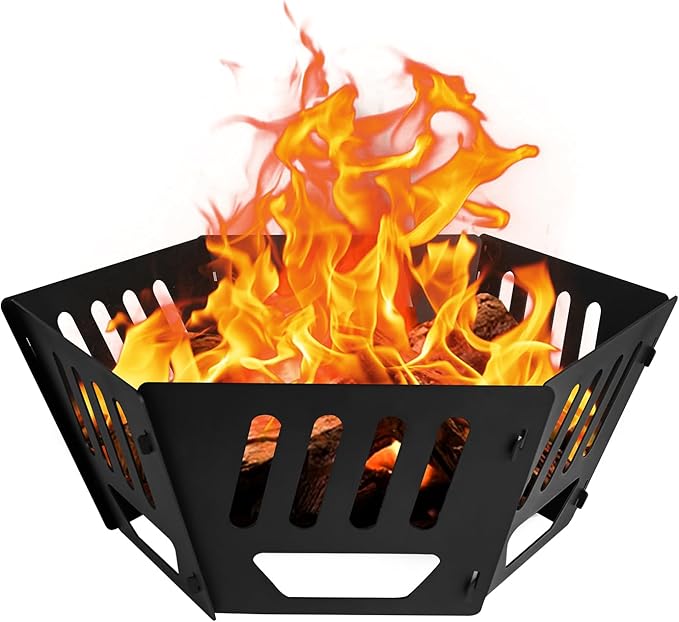 24-inch Fire Pit, Outdoor Portable Wood-Burning Fire Pit Log Stove Fireplace for Camping, Backyard, Garden Picnic Patio and Beach. Comes with A Carry Bag by ICokin