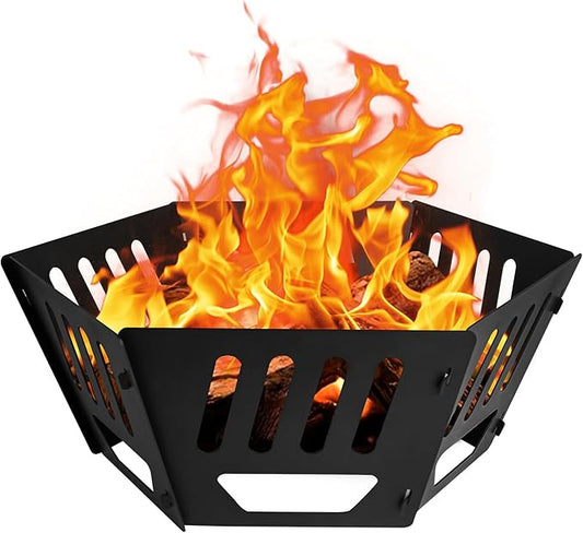 24-inch Fire Pit, Outdoor Portable Wood-Burning Fire Pit Log Stove Fireplace for Camping, Backyard, Garden Picnic Patio and Beach. Comes with A Carry Bag by ICokin