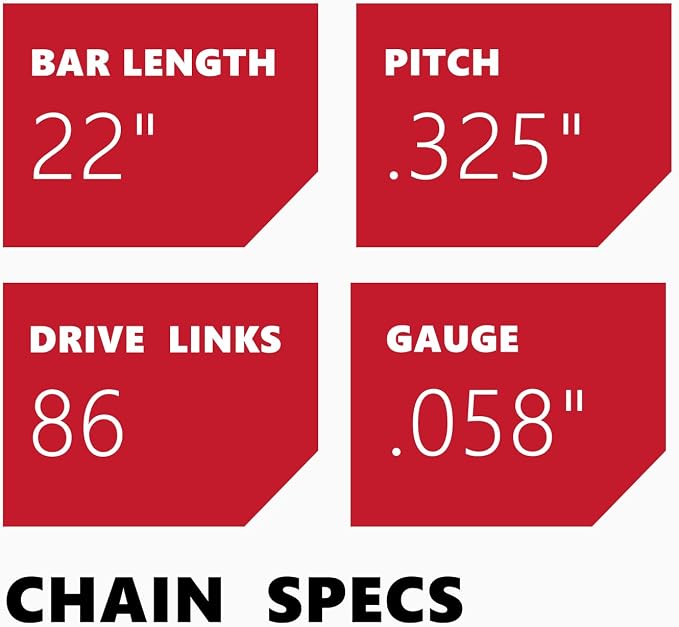 KAKEI 22 Inch Chainsaw Chain .325" Pitch .058" Gauge 86 Drive Links Fits Blue Max 20160 57cc (3 Chains) - Full Chisel - Image 3