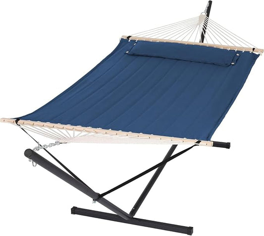 SUNCREAT Extra Large Hammocks for Outside, Heavy Duty Hammocks with Stands Included, Navy by SUNCREAT