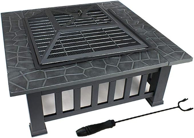Heavy Duty 32" Square Metal Fire Pit Outdoor Patio Garden Backyard Stove Firepit Warm Firecamp Beach Fullmoon Party by Unknown