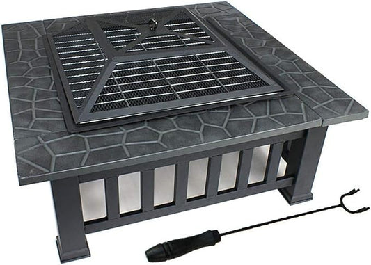 Heavy Duty 32" Square Metal Fire Pit Outdoor Patio Garden Backyard Stove Firepit Warm Firecamp Beach Fullmoon Party by Unknown