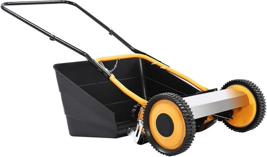14-Inch Push Reel Lawn Mower, Wheeled Lawn Mowers with Four 5-Edged Blades 2-in-1 Manual Lawns Mower Adjustable Mowing Height Walk-Behind Steel Lawn Mowers with Removable Grass Catcher by Unknown