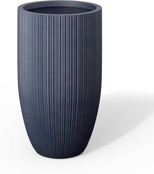Kante 24 Inch Tall Round Concrete Planter, Large Plant Pots with Drainage Hole for Indoor Outdoor Plants, Modern Decor for Garden, Home, Patio, Porch, Charcoal