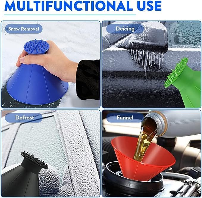 2026 Car Ice Scraper,Snow Scraper,Magical Ice Scrapers for Car Windshield,4 Pcs Portable Multifunctional Snow Remover Wiper,Upgrade 2-in-1 Refueling and Deicing Removal,Universal for Bus, Truck, SUV - Image 6