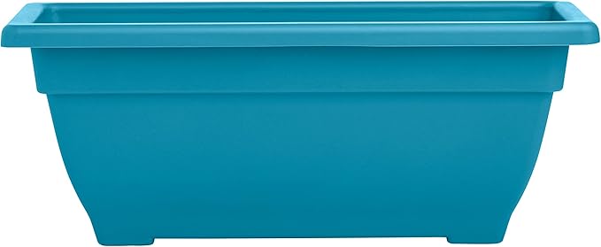 Rectangle Planter Box, 16 Inch Indoor/Outdoor Rectangular Planter, Durable UV Resistant, 2 Gallon Plastic Window Box Trough, Use for Herbs, Succulents, Vegetables (Bora Bora Blue)