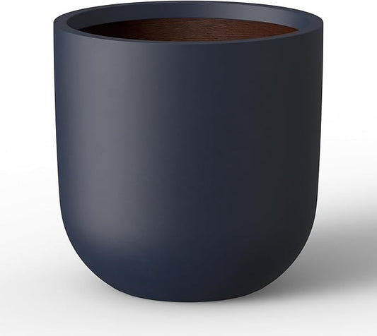 Kante 16.5" Round Concrete Planter, Large Cylinder Plant Pot with Curved Bottom and Drainage Hole, for Indoor and Outdoor Use – Garden or Patio, Charcoal Finish with Painted Interior