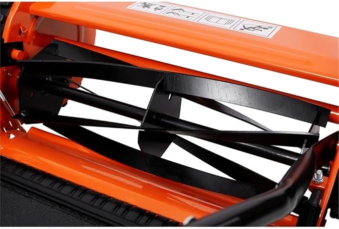 14-Inch 5-Blade Push Reel Lawn Mower with Grass Catcher Orange - Image 9