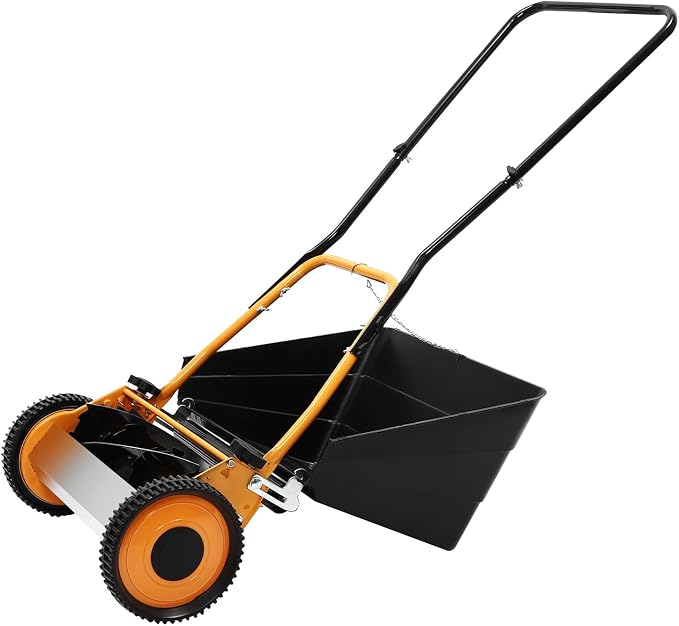 16inch Manual Lawn Mower, 2-Wheels Lawn Mower, Hand Push Lawn Mower with Grass Collecting Box, Adjustable Heights Lawnmower for Patio Gardens Backyards - Image 5