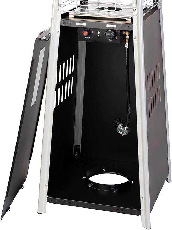 Golden Flame Resort Model 49,000 BTU NATURAL GAS Glass-Tube Flame Patio Heater in Rich-Mocha Matte Finish with Mobility Wheels and Protective Cover