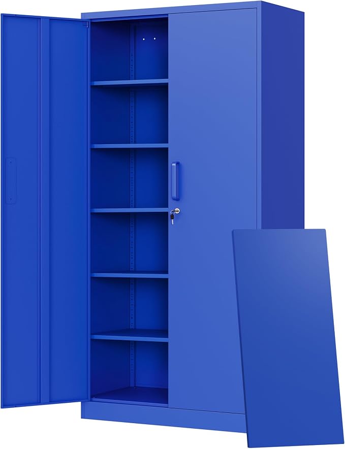 Letaya Metal Garage Storage Cabinets with Lock Door and Adjustable Shelves, Steel Tool Cabinets for Home,Office,Warehouse Organisieren (Blue) by LetayaMetalCabinets