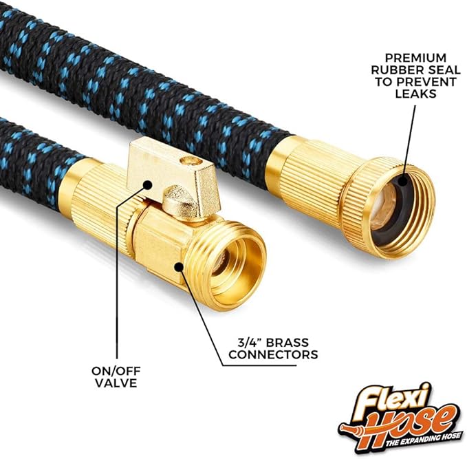 Flexi Hose Expandable Garden Hose with 8 Function Nozzle, 75FT - Lightweight Retractable Garden Hose, Water Hose - No-Kink Flexibility, 3/4 Inch Solid Brass Fittings and Double Latex Core - Image 6