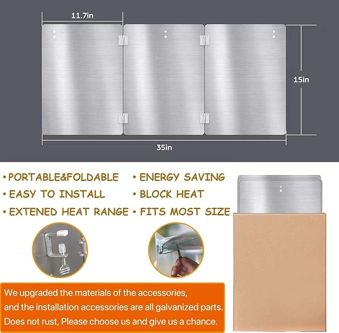 Patio Heater Reflector Shield-Heat Directional Focusing Reflector Attachment for Outdoor Gas Heater,Propane Heater Deflector Shield Replacement,Thick and Sturdy,Adjustable and Foldable
