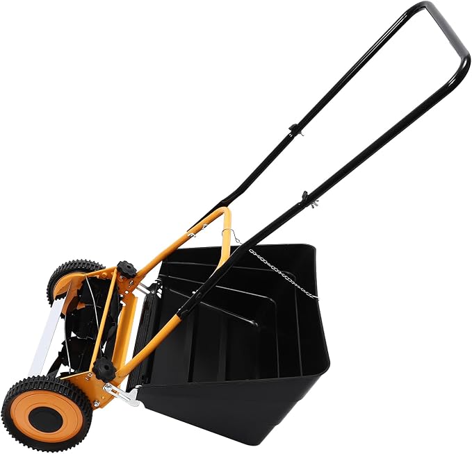 16 Inch 4-Blade Push Reel Lawn Mower with Grass Catcher, Wheeled Lawn Mower, Hand Push Lawn Mower - Image 2